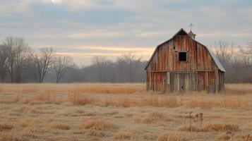 AI generated Barn in a Field With Trees photo