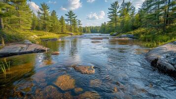 AI generated A River Flowing Among Rocks photo