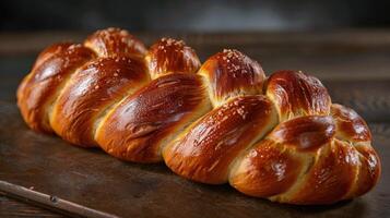 AI generated Group of Croissants on Wooden Table photo