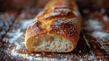 AI generated Close Up of Bread on Table photo