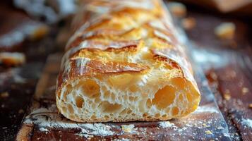 AI generated Close Up of Bread on Table photo