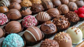 AI generated Assorted Chocolates on Tray photo