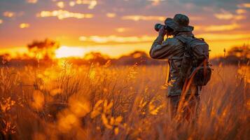 ai generado persona capturar imágenes en campo foto