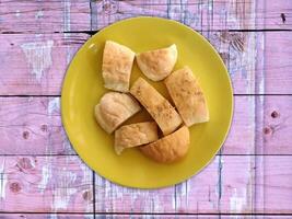 Bread on wooden background video