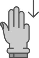 Three Fingers Down Line Filled Greyscale Icon vector