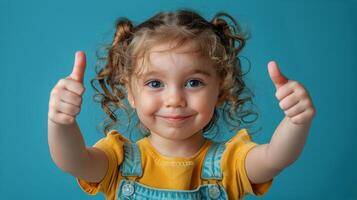 AI generated Little Girl Giving Thumbs Up photo