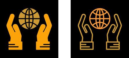 Globe Hand Vector Icon