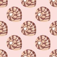 Sea shells vector seamless pattern, mollusks. Flat illustration of seashell.