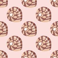 Sea shells vector seamless pattern, mollusks. Flat illustration of seashell.