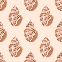 Sea shells vector seamless pattern, mollusks. Flat illustration of seashell.