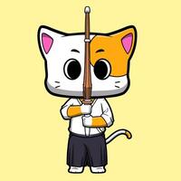 Cute Vector Cat Kendo Character