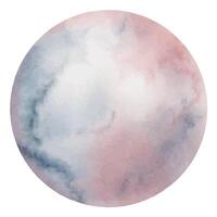 Watercolor Planet. Hand drawn illustration of Space object in pastel pink and blue colors for Baby shower greeting cards or childish birthday invitations. Painting with astronomical sphere vector