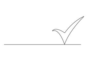 Check mark continuous one line drawing vector illustration