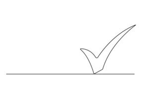 Check mark continuous one line drawing vector illustration