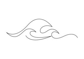 Ocean wave single continuous line drawing vector illustration