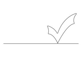 Check mark continuous one line drawing vector illustration