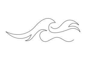 Ocean wave single continuous line drawing vector illustration