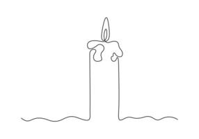 Candle in one continuous line drawing vector illustration