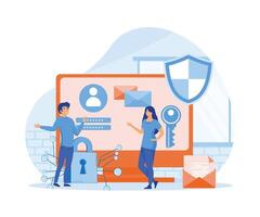 datos proteccion concepto. datos seguridad y intimidad y Internet seguridad. plano vector moderno ilustración
