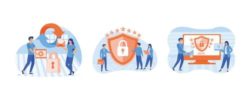 General Privacy Regulation. General rules for data protection GDPR. General Privacy Regulation For Protection Of Personal Data. Set flat vector modern illustration