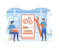 System maintenance concept. Update program and application, technology. flat vector modern illustration