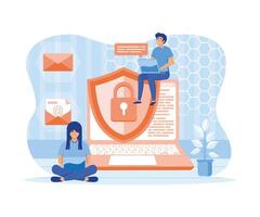 Data protection concept.Safety and confidential data protection. Internet security. Social Media. flat vector modern illustration