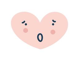 Pink worried heart Emoji Icon. Object Symbol flat Vector Art. Cartoon element for web design, poster, greeting card