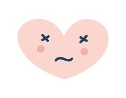 Pink tired heart Emoji Icon. Object Symbol flat Vector Art. Cartoon element for web design, poster, greeting card