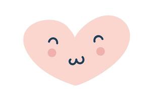 Pink happy heart Love Emoji Icon. Object Symbol flat Vector Art. Cartoon element for web design, poster, greeting card, valentines Day, wedding