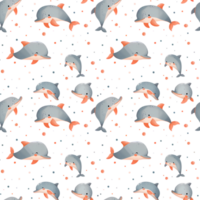 AI generated Cute Dolphin Seamless Pattern png