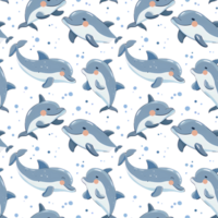 ai genererad söt delfin sömlös mönster png
