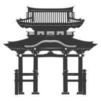 AI generated Silhouette japanese traditional gate black color only png