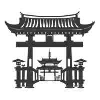 ai generado silueta japonés tradicional portón negro color solamente png