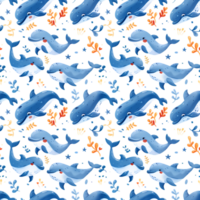 AI generated Cute Dolphin Seamless Pattern png