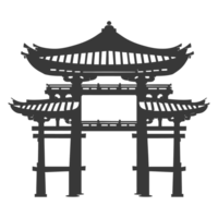 AI generated Silhouette japanese traditional gate black color only png