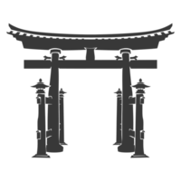 AI generated Silhouette japanese traditional gate black color only png