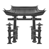 AI generated Silhouette japanese traditional gate black color only png