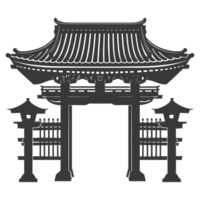 ai generato silhouette giapponese tradizionale cancello nero colore solo png