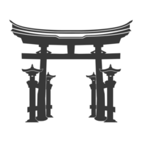 ai generado silueta japonés tradicional portón negro color solamente png