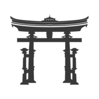 AI generated Silhouette japanese traditional gate black color only png