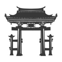 AI generated Silhouette japanese traditional gate black color only png