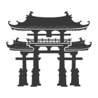 AI generated Silhouette japanese traditional gate black color only png