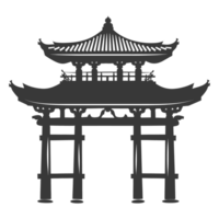 AI generated Silhouette japanese traditional gate black color only png