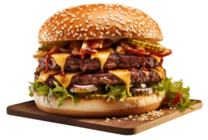 ai generiert appetitlich Burger auf transparent Hintergrund png