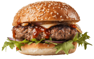 ai généré appétissant Burger sur transparent Contexte png