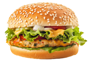 ai generiert appetitlich Burger auf transparent Hintergrund png