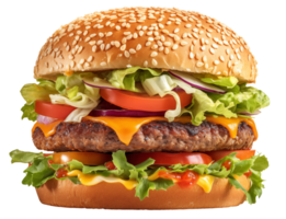 ai generiert appetitlich Burger auf transparent Hintergrund png