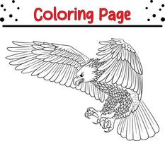 flying eagle mascot coloring page vector