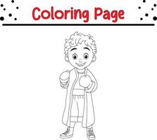 cute boy boxer sports uniform coloring page for kids vector