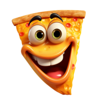 ai generado alegre animado Pizza rebanada personaje png